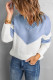 Sky Blue Colorblock V Neck Casual Sweater