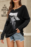 Sequin Star Patchwork Loose Knit Top