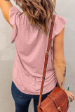 Pink Casual Solid V Neck Tee
