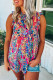 Rose Floral Print Tank Top with Ruffles