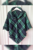 Plaid Horn Button Cape Scarf MOQ 3pcs