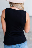 Black Ripped Zipper Tank