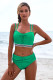 Green Lace Up Detail High Waist Bikini