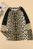 Leopard Striped Splicing Long Sleeve Tee