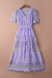 Purple Luminous Dawn Lace Gown