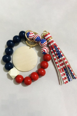 American Flag Print Tassel Key Ring Pendant MOQ 3pcs