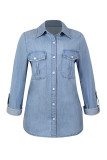 Blue Washed Open Button Denim Shirts