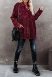 Plain Corduroy Open Button Long Jackets