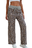 Leopard Print Drawstring Waist Wide Leg Pants