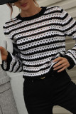 Spot Hollow Out Striped Pullover Sweaters