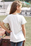 White Colorblock Striped Girls' T-shirt