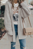 Drop Sleeve Cable Knit Cardigan with Slits