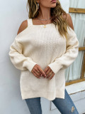 Plain Cold Shoulder Strappy Sweaters