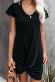 Black Clear Skies Jersey Twist T-Shirt Dress