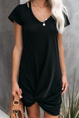 Black Clear Skies Jersey Twist T-Shirt Dress