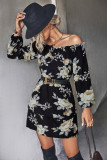 Off Shoulder High Waist Long Sleeves Floral Dress