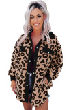 Black Contrast Trimmed Leopard Teddy Shacket