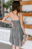 Gray Spaghetti Straps Ruched Ruffled Mini Dress