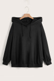 Black Plus Size Drawstring Hoodie Sweatshirt