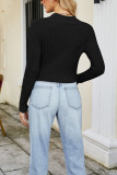 Plain Zip Up Knit Crop Top