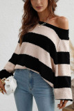 Color Block Striped Loose Pullover Sweaters