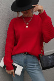 Cable Knit Sleeves Plain Pullover Sweaters