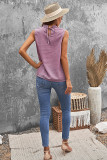 Purple Swiss Dot Smocked Crew Neck Tank