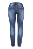 Distressed Button Slim Denim Jeans