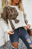 Tiger Pattern Tassle Knitting Pullover Sweater