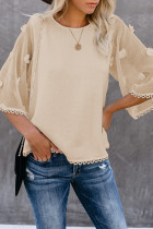 Khaki Crew Neck Kimono Sleeve Knit Top