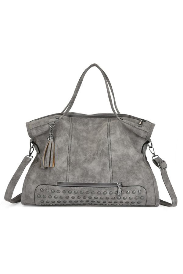 Vintage Rivet Solid Tassels Shoulder Bag Unishe Wholesale