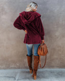 Hooded Plush Wool Coat With Pockets