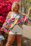 White Water Painting Flowers Sexy Off Shoulder Top