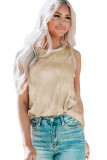 Khaki Tie Dye Print Seamed Crew Neck Tank Top