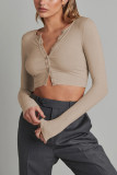 Open Button Knit Short Length Cardigans