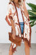 Orange Bohemian Print Open Front Loose Kimono Beach Cover up