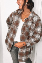 Plaid Button Down Pocketed Shacket Jacket Coats Women UNISHE Wholesale
