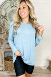 Sky Blue Open Back Long Sleeve Knit Top