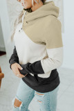 Beige Colorblock Pocketed Hoodie