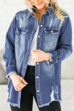 Blue Distressed Denim Jacket
