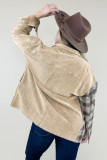 Khaki Plus Size Washed Cord Plaid Shirt