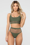 Army Green The Weekend Two-piece Mesh Patchwork Bikini