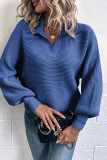 Plain Suit Collar Pullover Knit Sweaters