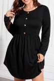 Button Down Elastic Waist Plus Size Mini Dress