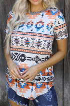 Aztec Print Round Neck Tee