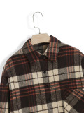 Plus Size Plaid Pocket Button Shirt Shacket