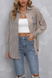 Plaid in Plaid Oversized Open Buttoned Pockets Blouse Shirts