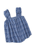 Sky Blue Floral Ruffled Straps Flowy Tank Top