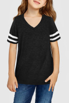 Black Striped Short Sleeve Girl’s Top