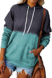 Dip-Dye Colorblock Drawstring Hoodie with Pockets